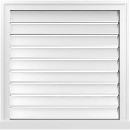 Ekena Millwork Vertical Surface Mount PVC Gable Vent: Functional, w/ 2"W x 2"P Brickmould Sill Frame, 28"W x 28"H GVPVE28X2803SF